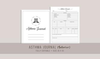 Asthma journal interior template design vector