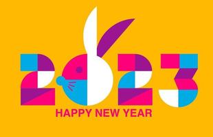 Happy new year 2023 , Lunar new year, Rabbit , simple design vector