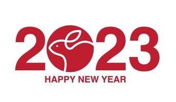 feliz año nuevo 2023, año nuevo lunar, conejo, diseño simple vector