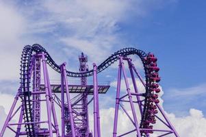 Soch, Russia, 2019 -View to the Sochi. Big ferris wheel in Amusement Park and roller coaster photo