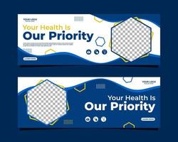 Medical health care web banner template design vector