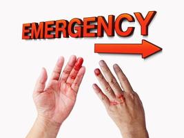 emergency department sign bloody hands Accident symbols can happen at any time. photo