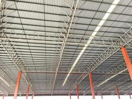 Metal sheet roof structure for the garage, factory, canteen photo