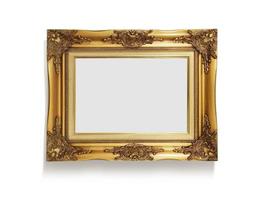 golden antique photo frame isolated on white