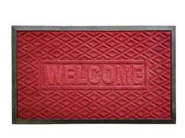 welcome doormat Beautiful red with different black borders on a white background. photo