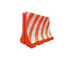 Red and white plastic barriers blocking the pathway. on white background photo