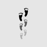 footprints of human in black and white color vector