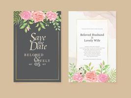 Wedding Invitation Floral Watercolor Template vector
