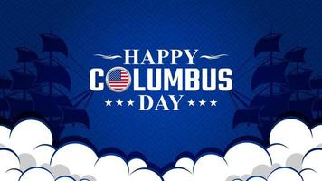 Happy Columbus Day Greeting Card 2022 with Caravel Silhouette vector background illustration for banner, poster, social media feed