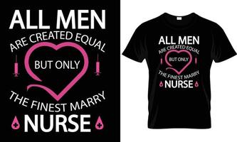el mejor gráfico de diseño de camiseta de enfermera casada. vector