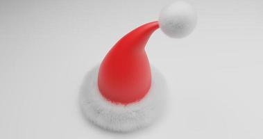 top view of single santa claus hat illustration design in red color, 3d rendering and 4K size photo