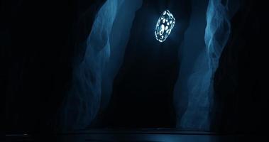 abstract background using sci fi environment illustration in diagonal cave and there are blue colored lights, water surface, 3d rendering and 4K size photo
