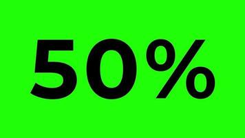 contador de números animados en porcentaje de 0 a 50 por ciento sobre fondo verde video