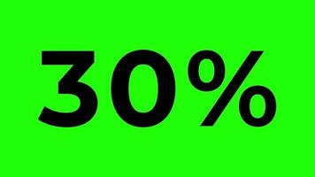 contador de números animados en porcentaje de 0 a 30 por ciento sobre fondo verde video