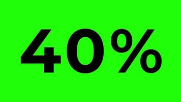 Animated Number Counter in Percentage from 0 to 40 Percent on Green Background video