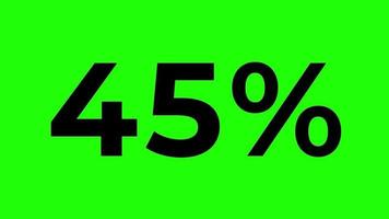 animato numero contatore nel percentuale a partire dal 0 per 45 per cento su verde sfondo video