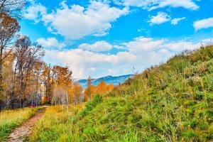 A trail in the Grand Tetons on an Autumn morning photo