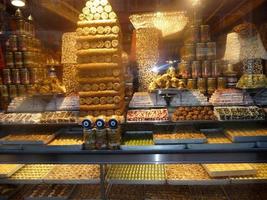 pastry shop window in istanbul grand bazaar photo