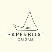paper boat or origami with line art style logo vector icon template illustration design
