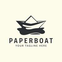 diseño de ilustración de plantilla de icono de vector de logotipo de estilo de barco de papel vintage