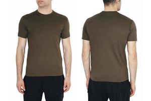 Two side of men's green t-shirts mockup. Design template.mockup photo