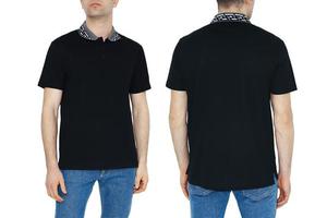 dos lados de camisetas negras con espacio de copia foto
