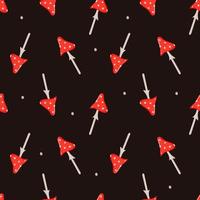 Seamless pattern fly agaric. Halloween. Poisonous mushrooms for witchcraft. Vector illustration, background wallpaper.