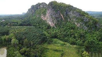 Beautiful aerial view to road with moutains and forest captured from above photo