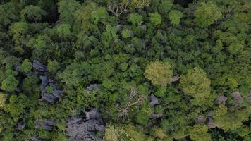 Beautiful aerial view of mountain with temple in Thailand. photo