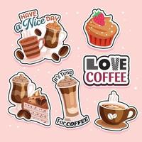 Coffee Themed Journaling Stickers Set vector