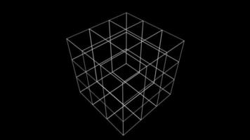 A wireframe cube element rotates - Loop video