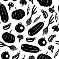 Vegetables seamless pattern in doodle style vector