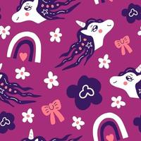 Unicorn Scandinavian seamless pattern vector