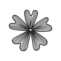 Simple flower line art drawing. Hand drawn Illustration. Abstract vector isolated on white background.