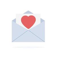 Red heart in a mail envelope. Vector illustration.