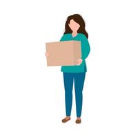 Girl holds the box in his hands. Vector illustration isolated on white background.
