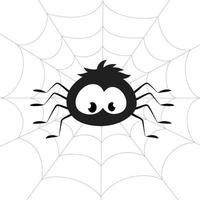 una araña se sienta en una telaraña. ilustración vectorial sobre un fondo blanco. vector