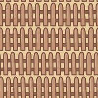 Wood fence in natural color. Hand-drawn illustration in cartoon style. Vector seamless pattern on yellow background.