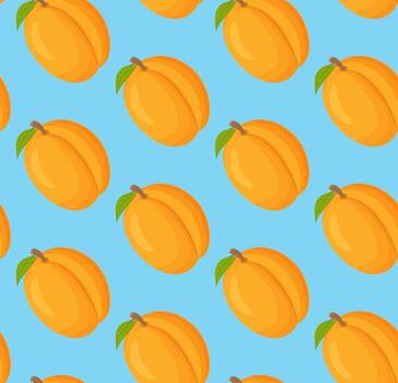 Seamless pattern with apricots. Ripe fruit apricot. Concept of design of ornaments for fabric, paper. Realistic vector illustration.