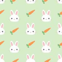 Cartoon bunny rabbit with carrot seamless pattern. Vector illustration