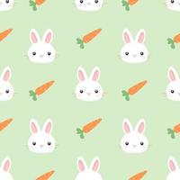 Cartoon bunny rabbit with carrot seamless pattern. Vector illustration