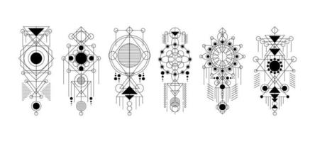 Minimalist Geometric Tattoo Element Template Set vector