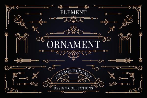 Vintage elegant element ornament vector set template
