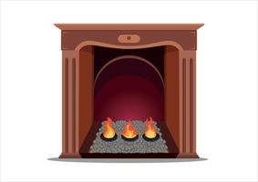 Vintage wood fireplace vector illustration