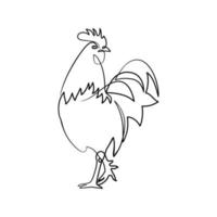 Continuous line drawing of rooster chicken animal farm vector