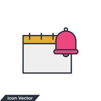 organizer icon logo vector illustration. calendar and bell notification symbol template for graphic and web design collection