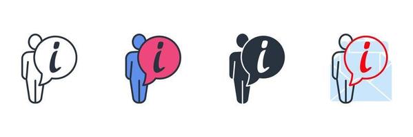 information icon logo vector illustration. stand people and information symbol template for graphic and web design collection