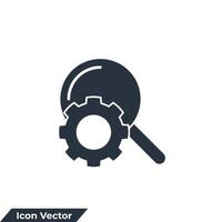 seo. Business Analysis icon logo vector illustration. magnifying glass and gear symbol template for graphic and web design collection