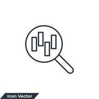 analysis icon logo vector illustration. magnifying glass with bar chart symbol template for graphic and web design collection