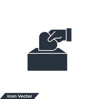 donation icon logo vector illustration. Hand putting hearth or love in the box symbol template for graphic and web design collection